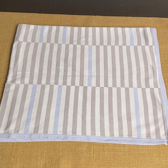 Pottery Barn Kids Stripe Knit Stroller Blankets Set of 2 Baby Boy Grey Blue - Picture 6 of 13